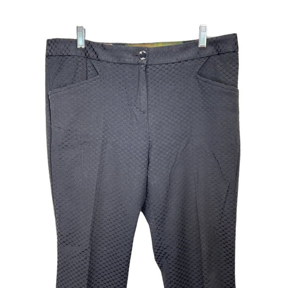 Ted Baker London Pants US 10 Black Green Daseat Waffle Cropped Notched Stretch - Picture 2 of 12